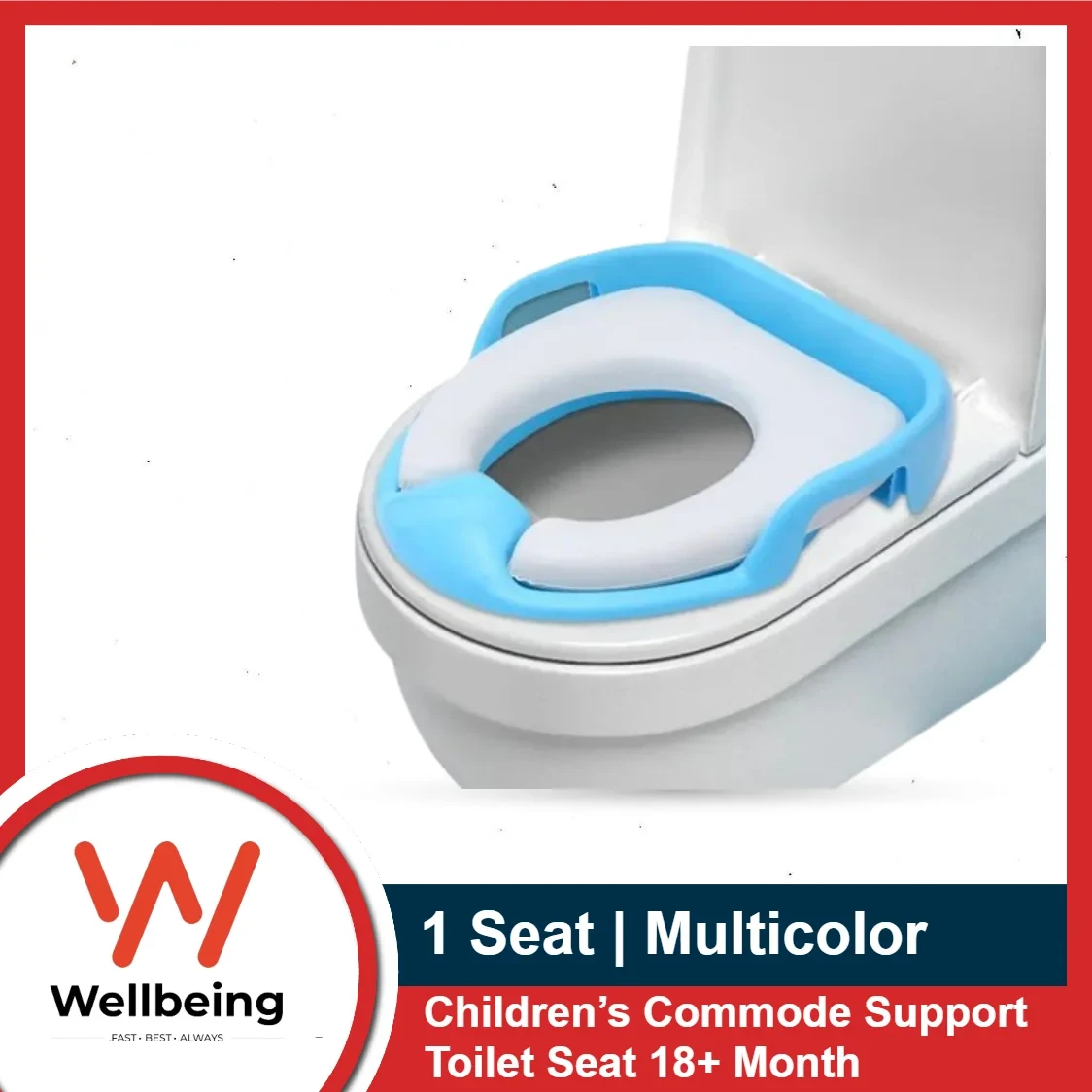 1 Seat Multicolor Children?s Soft Commode Support Toilet Seat 18+ Month | Baby Toilet Seat Safe Soft Training Seat Potty Sitting Ring with Handles Bathroom Trainer Closes tool Cover