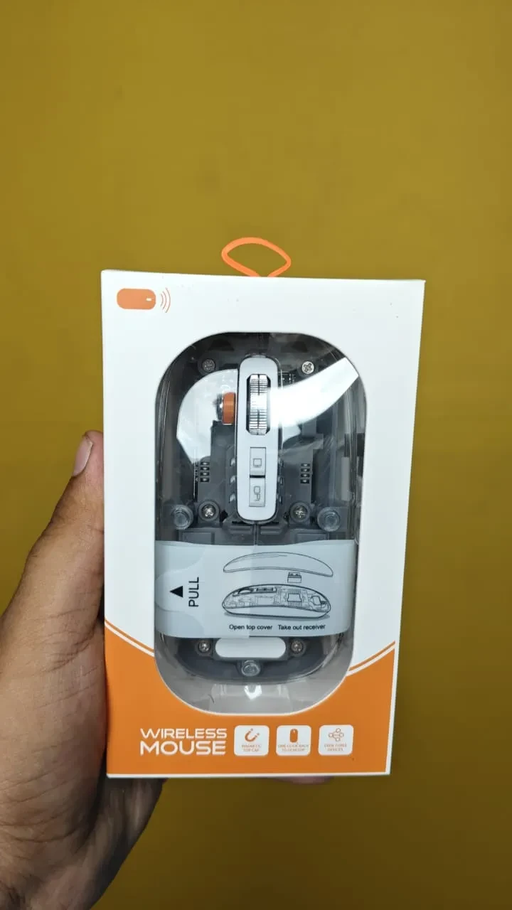 GearUP WM30 Transparent Crystal 2.4G + Bluetooth Magnetic Wireless Mouse- Gray Color