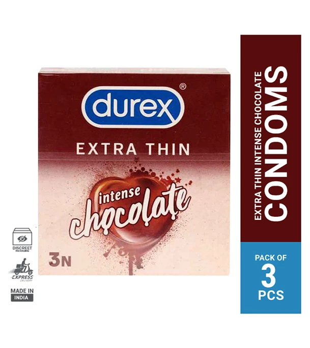 Durex Extra Thin Intense Chocolate Flavored Condom for Men | Single Pack - 3x1=3pcs | India