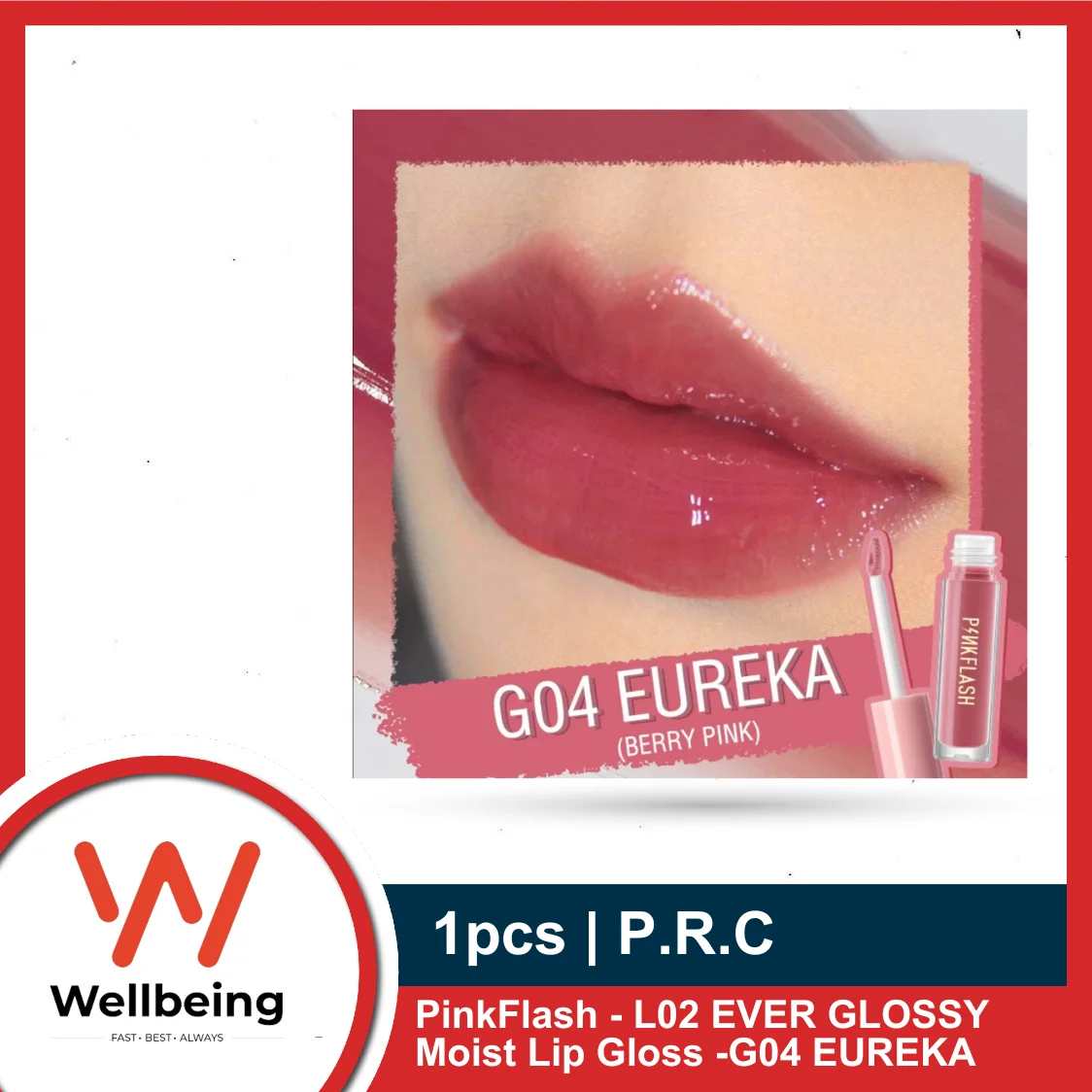 PinkFlash EVER GLOSSY Moist Lip Gloss -G04 EUREKA | Pinkflash Lasting Glossy Lipgloss PFL02 1pcs 2.3gm