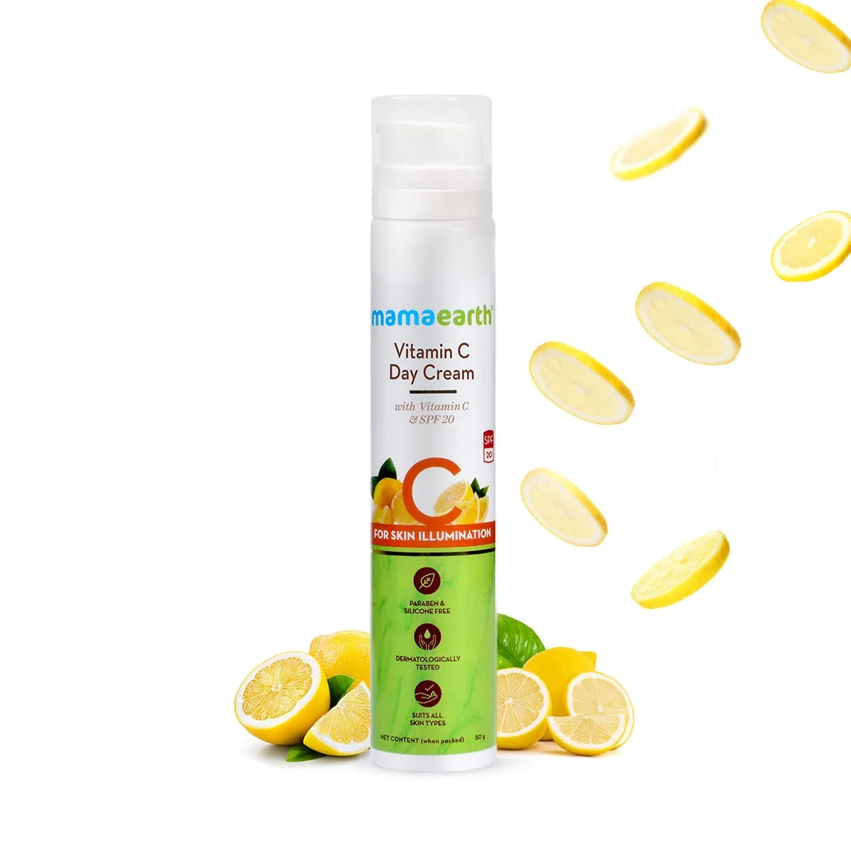 Mamaearth Vitamin C Day Cream 50g with SPF 20 for Skin Illumination | Protects from Sun Damage | Hydrating Anti Aging Sunblock Formula | For All Skin Types