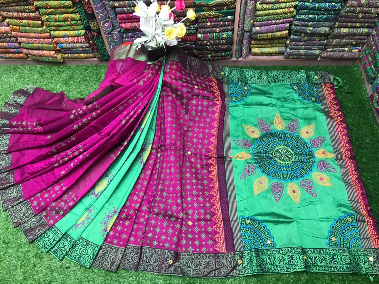 Embroidered Dupion Silk Saree