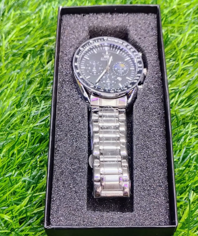 Butter Fly Lock OLEVS Watch for mens (Still chain and black dial)