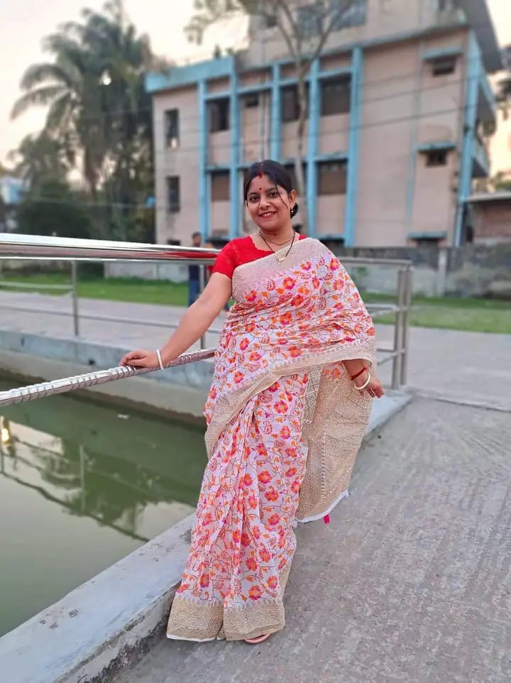 Half Silk Screen Print Luxury Weave Saree