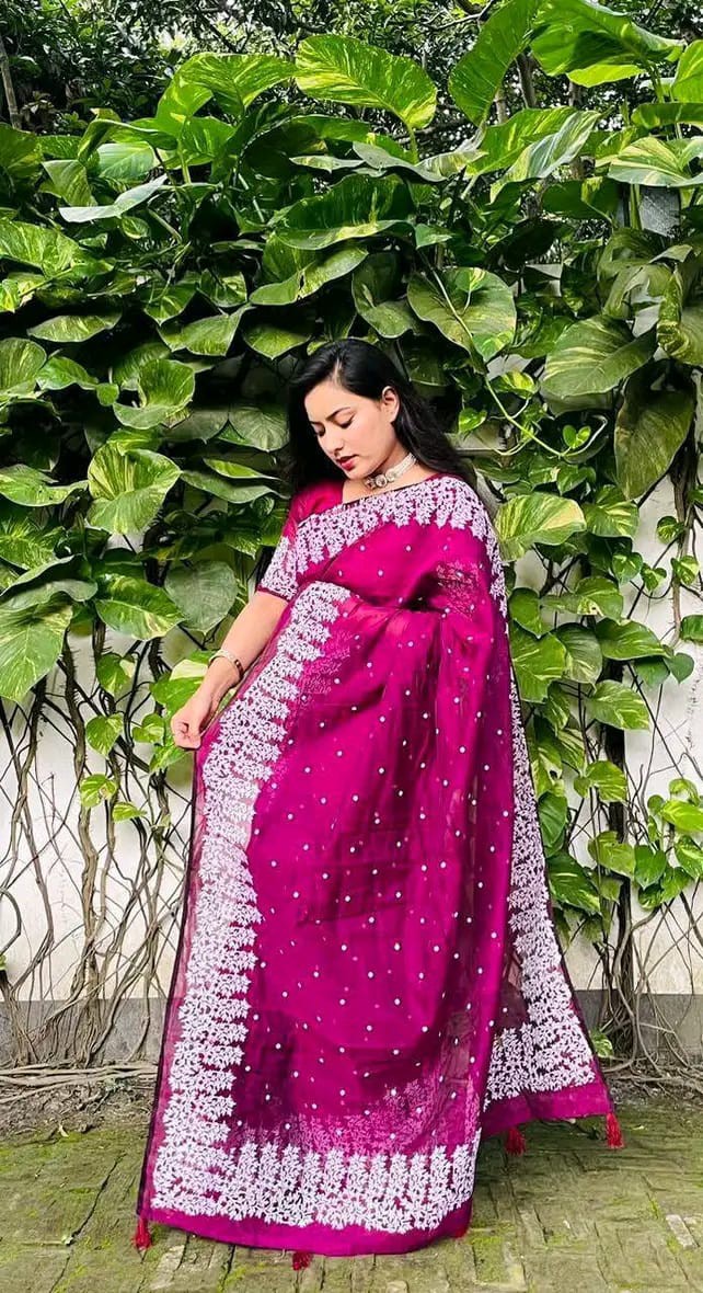 Royal Touch Block Print Half Silk Saree