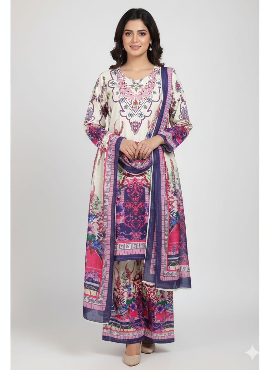 Dubai Silk Digital Elegance 3 Piece