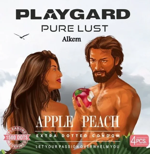 Playgard Pure Lust Extra Dotted Apple Peach Flavor Condom For Men 4pcs | India