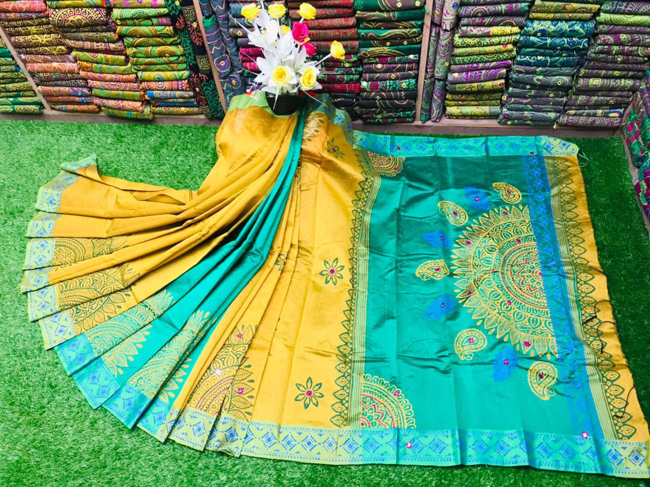 Embroidered Dupion Silk Saree