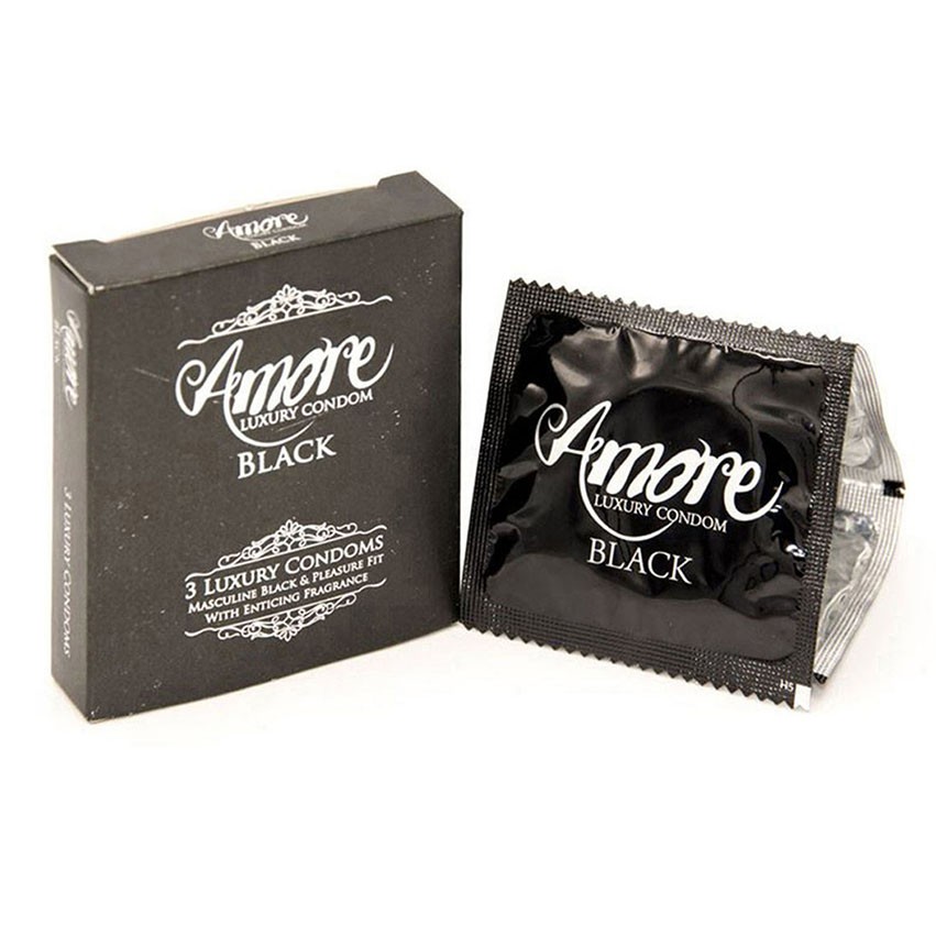 Amore Black Luxury Condom for Men 3pcs Pack
