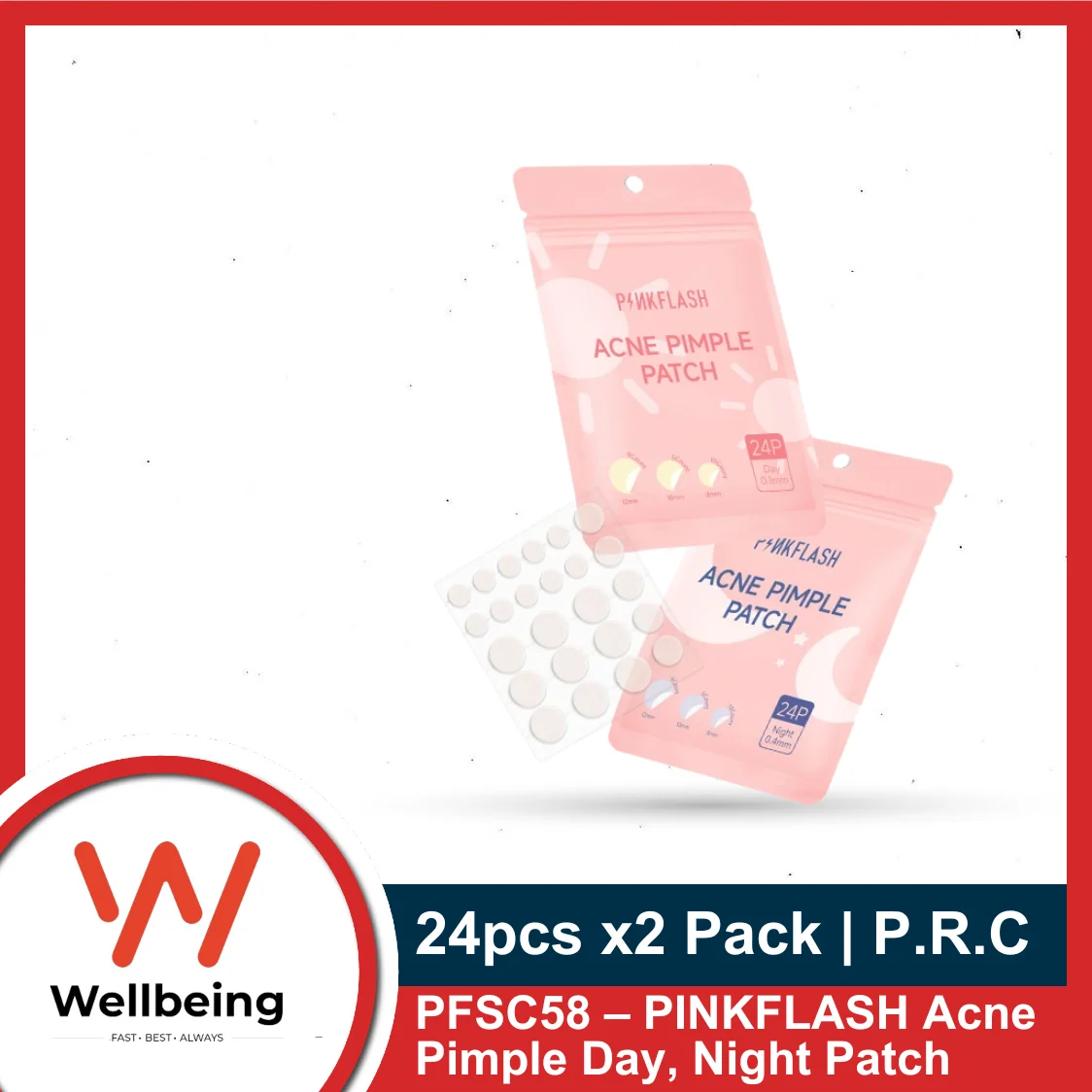 PFSC58 PINKFLASH Acne Pimple Day, Night Patch 24pcs x 2 Pack