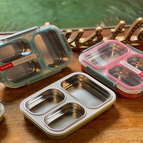 TEDEMEI Stainless Steel Lunch Box with 3 Compartments