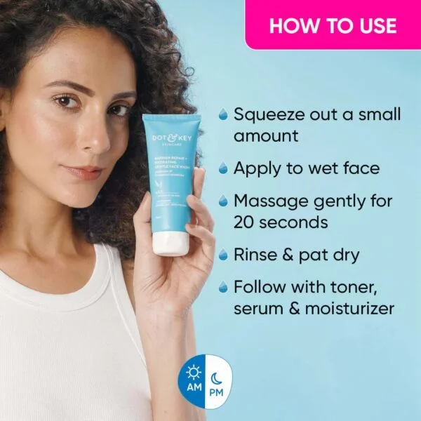 Dot & Key Barrier Repair Gentle Hydrating Face Wash 100ml for Normal, Dry & Sensitive Skin | India