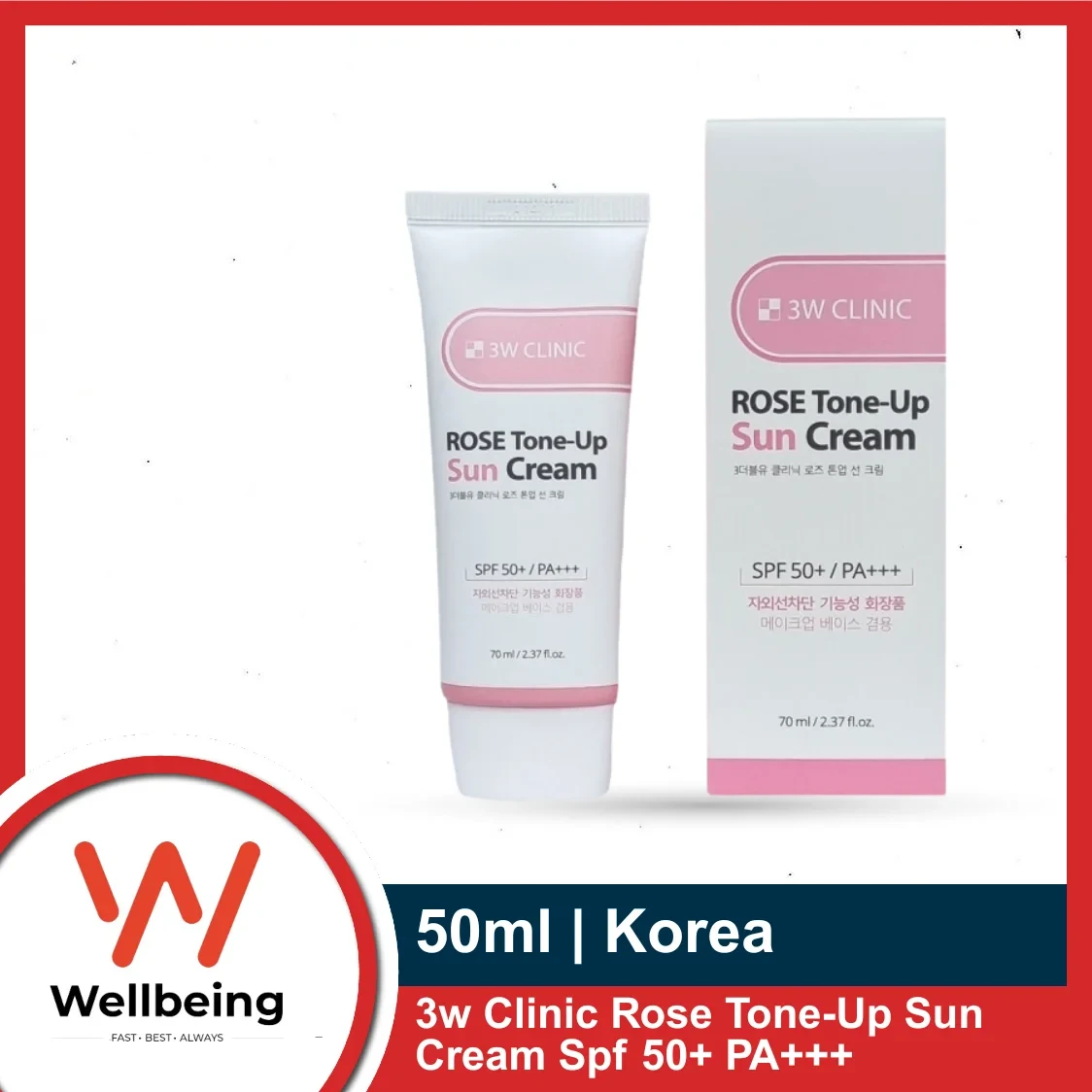 3w Clinic Rose Tone-Up Sun Cream Spf 50+ PA+++ 70ml | Korea