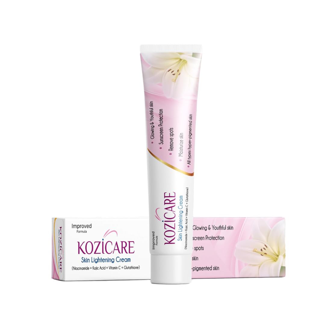 Kozicare Skin Lightening Non-Sticky Cream 15gm | Enriched with 3% Kojic Acid, 1% Alpha Arbutin, 1% Glutathione, 2% Niacinamide, 2% Vitamin C | Best for Melasma, Pigmentation, Dark/Age Spots, Uneven Sk