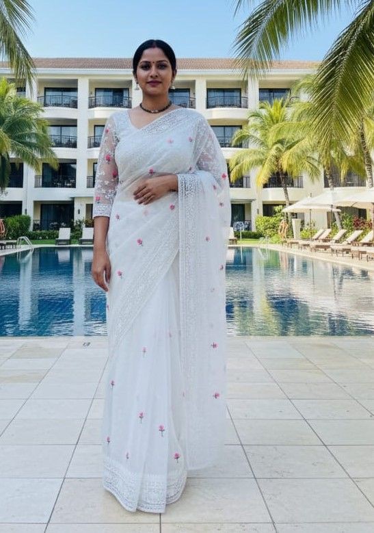 Georgette Organza Saree Glamour Queen Style