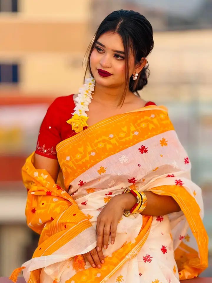 Half Silk Screen Print Classic Beauty Saree