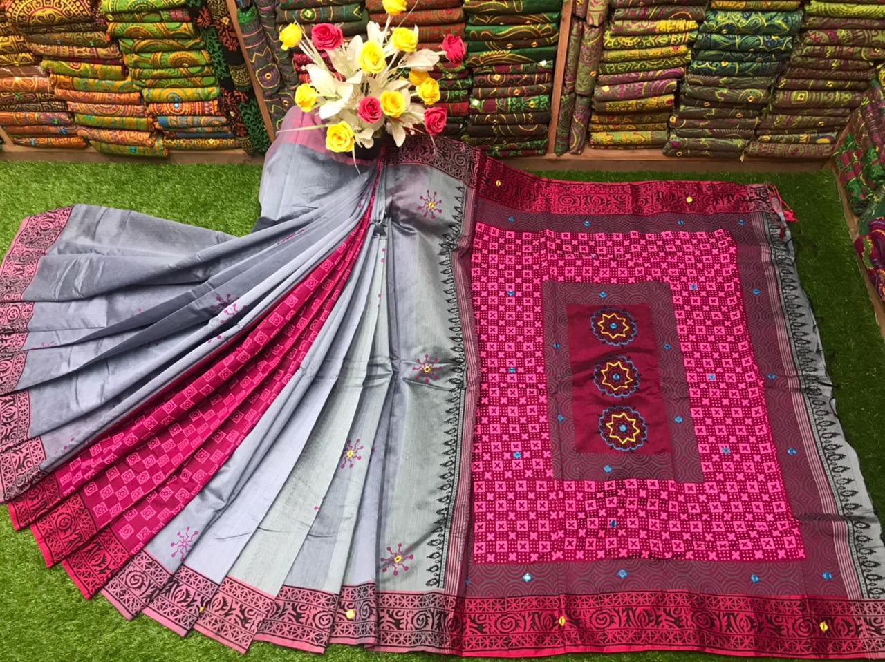 Embroidered Dupion Silk Saree