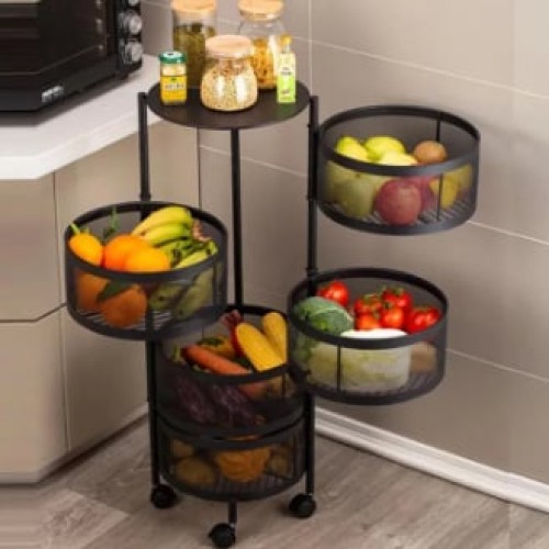 5 layer Round 360 Degree Rotating Vegetable Rack Kitchen Floor Best Price in Bangladesh