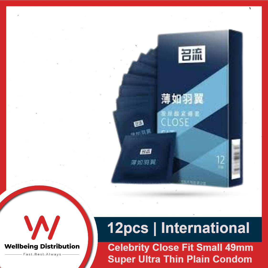 lose Fit Small Celebrity CCondom 12Pcs Pack 49mm Super Ultra Thin Plain Condom (Brand: MINGLIU)