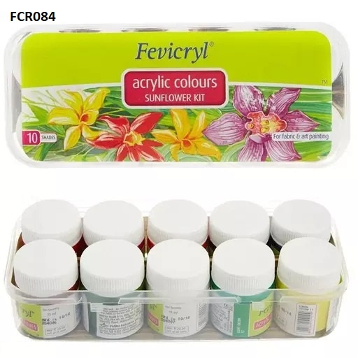 Fevicryl Acrylic Colours Sunflower Kit (10 Colors x 15 ml)