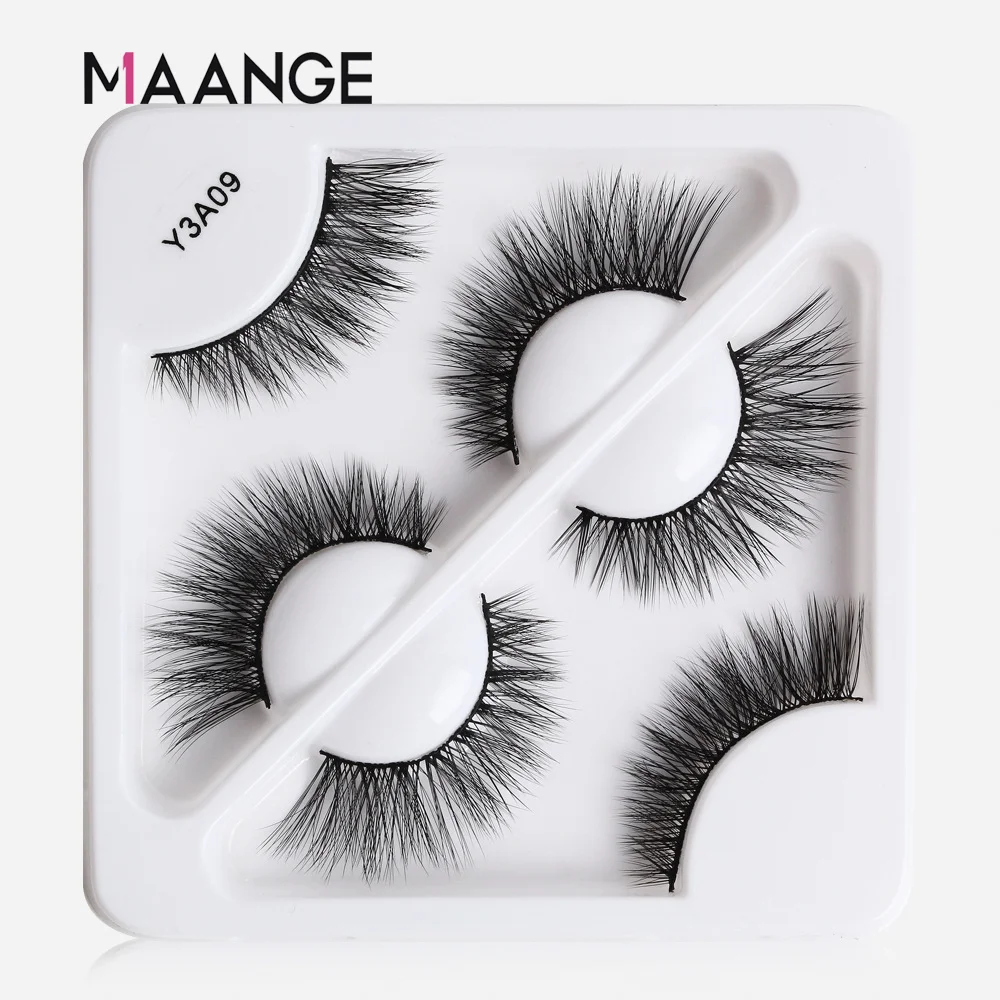 MAANGE EYELASH Reusable 3Pair Mink Hair 3D Eyelashes