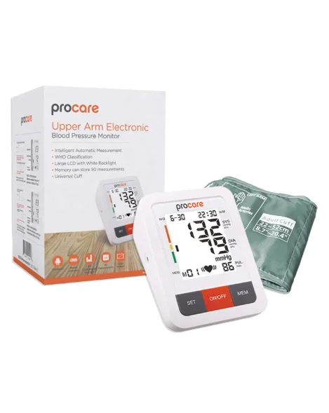 ProCare Blood Pressure Monitor Upper Arm Electronic BP Machine | Intelligent Automatic Upper Arm BP Machine Large LCD Monitor & Voice
