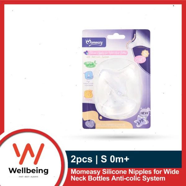 Momeasy Silicone Nipples for Wide Neck Bottles Anti-colic System 0m+ S Size
