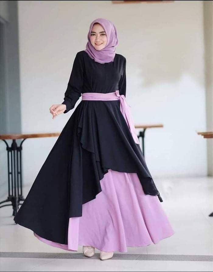 Captivating Arabian  Cherry Borka with Hijab