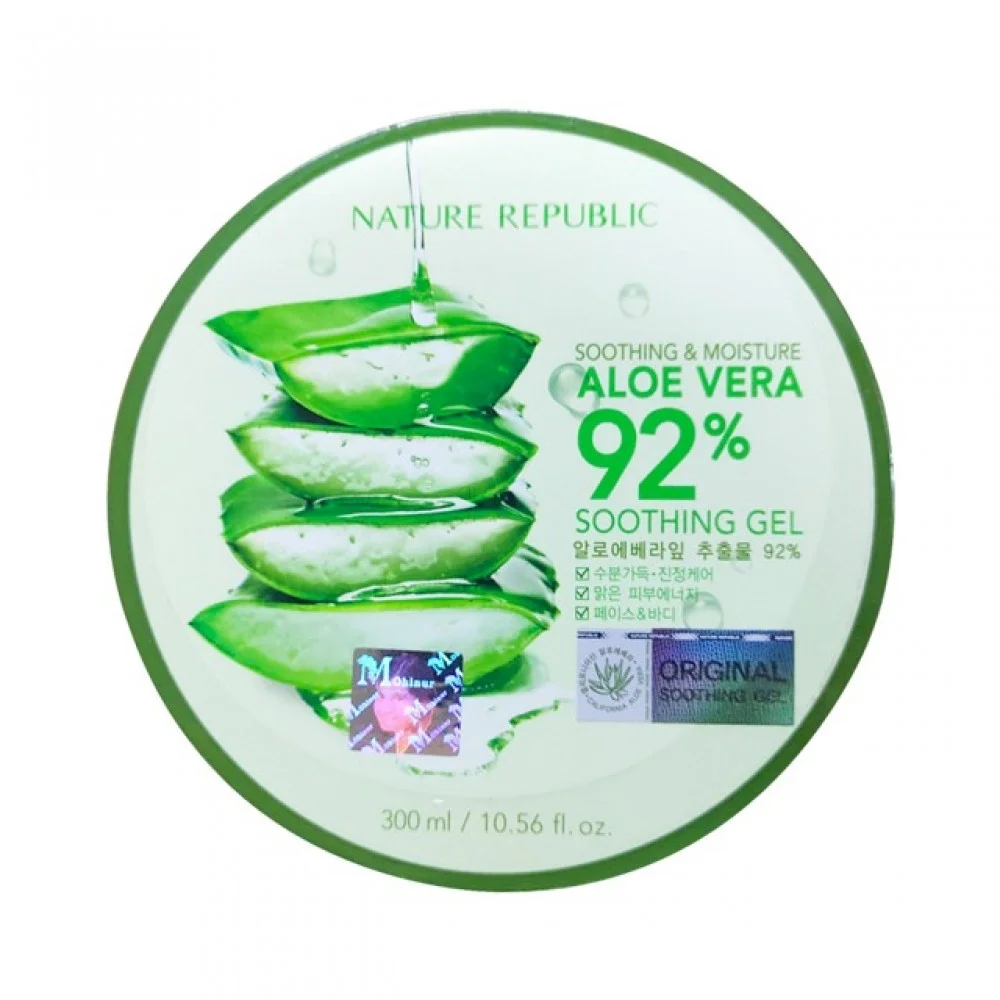 Nature Republic Aloe Vera Gel 300gm | New Soothing Moisture Aloe Vera Gel 92 Percent | Korean Cosmetics