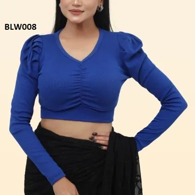 Blue Color Full Sleeve Fashionable Blouse For Women