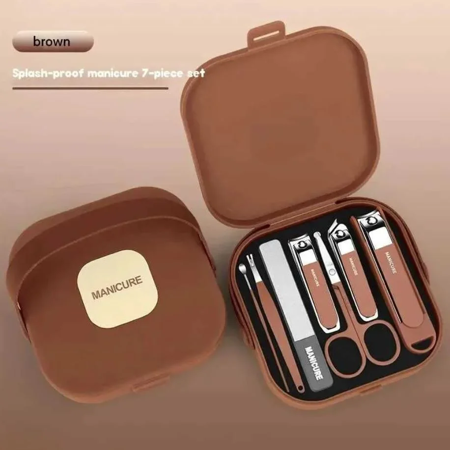 Manicure Professional Nail Clipper Set: 7 Pcs Anti-Splash Manicure Kit with Protective Case