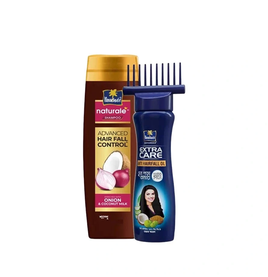 ANTI HAIR-FALL BUNDLE - Parachute Anti Hairfall Oil Extra Care 150ml (Root Applier) & Parachute Naturale Shampoo Advanced Hair Fall Control 160mlpa