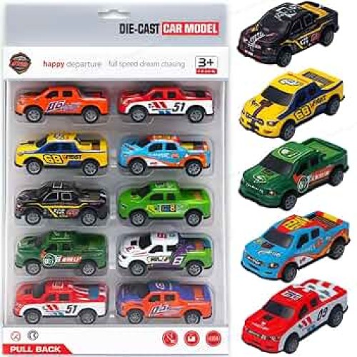 12 Pcs Set - Metal Die Cast Cars Toys Set For Kids and Boys Diecast Vehicles Toy