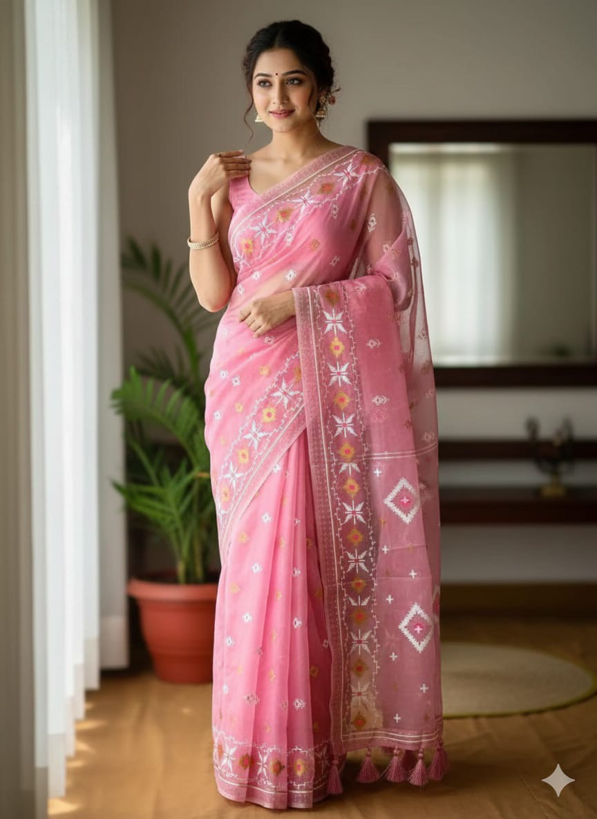 Noor Half Silk Jamdani Print Saree