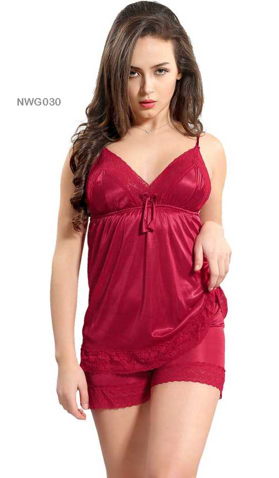 Women's Satin Night Suit Set (Top and Pajama)  (1)