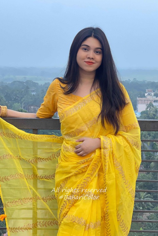 Traditional Block Print Saree with Blouse