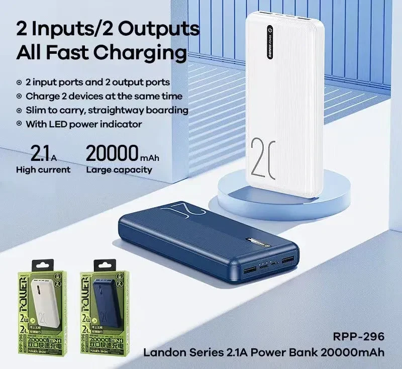 REMAX RPP-296 20000mAh LANDON SERIES 2.1A POWER BANK