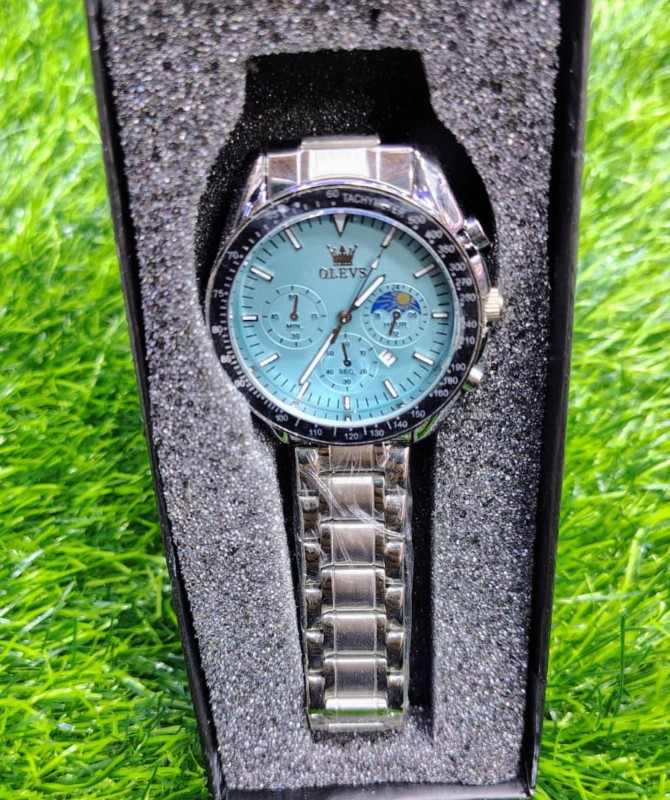 Butter Fly Lock OLEVS Watch for mens (stell chain paste dial )