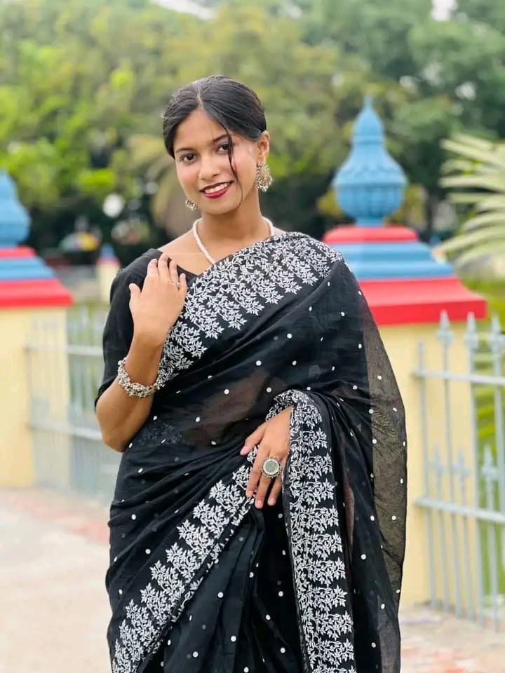 Rongila Block Print Silk Saree