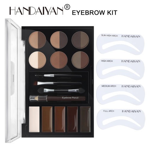HANDAIYAN-12 Colors Eyebrow Makeup Plate Natural Long Lasting Brown Kit
