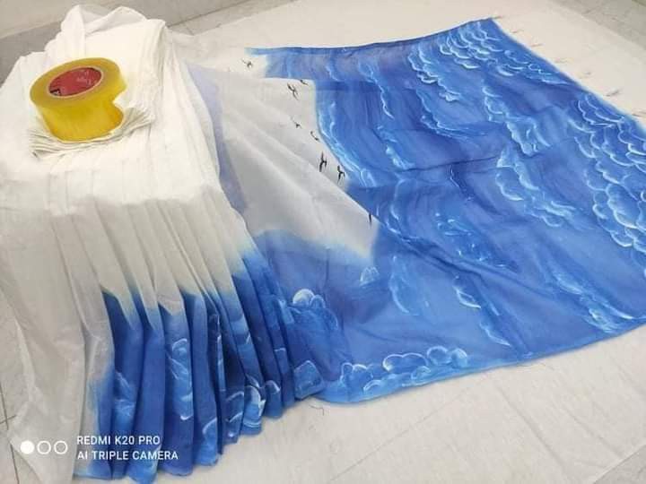 Handprint Half-Silk Sarees Ladies