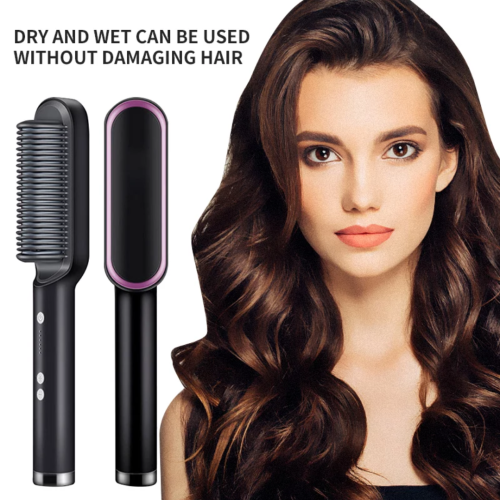 Hair straighter combo brush