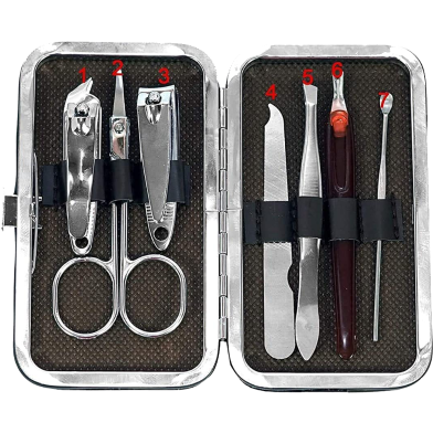 Manicure 7 Pcs In 1 Set Stainless Steel Pedicure Set | Leather Case May Vary Design & Color