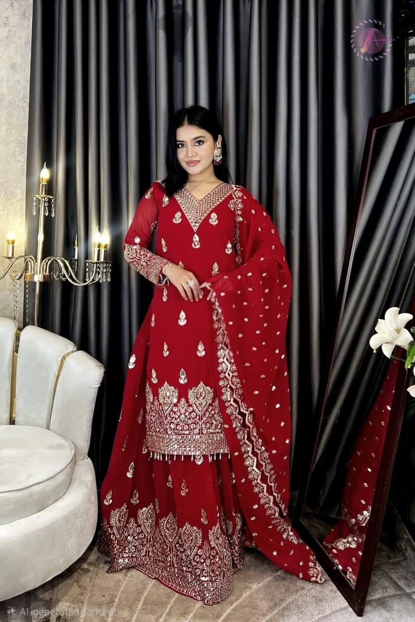 Premium Soft Jorjet Elegant Three Piece