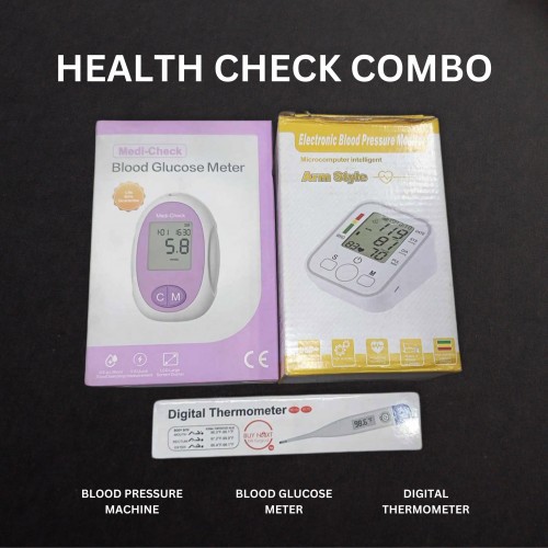 Health Check Combo (blood pressure Machine, Glucose meter, thermometer )