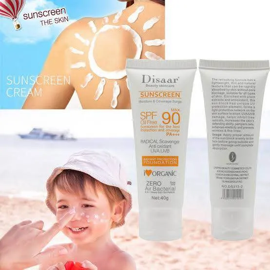 Disaar SPF90 Oil-Free Sunscreen Cream 40g | Instant Protection UVA UVB Foundation PA+++