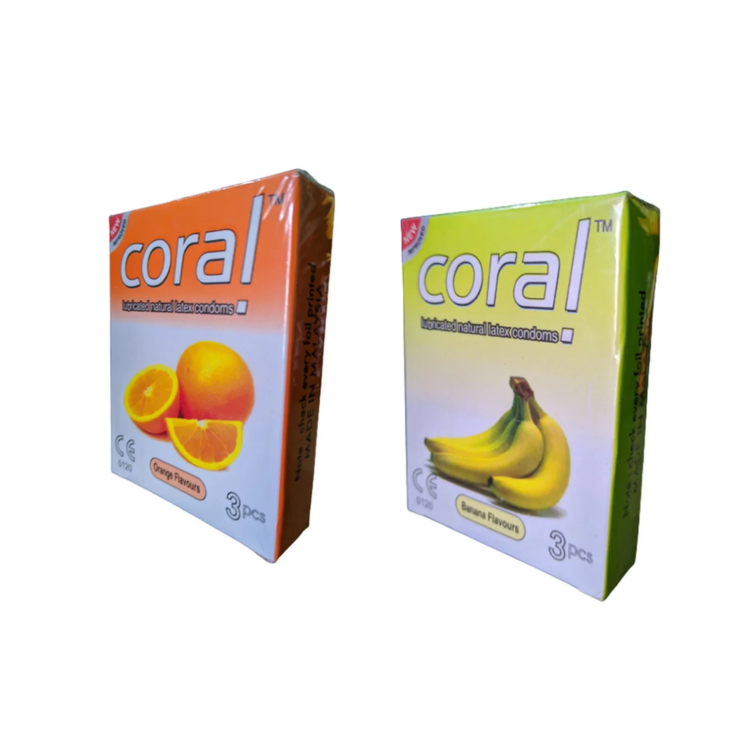 Coral Mix | 1 Pack Orange & 1 Pack Banana Flavored Condom For Men | 3×2=6pcs | Made In Malaysia