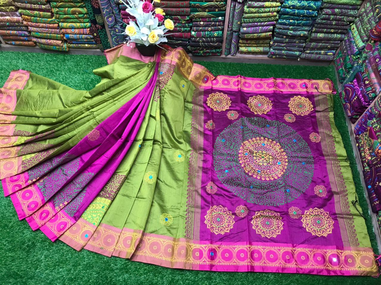 Embroidered Dupion Silk Saree