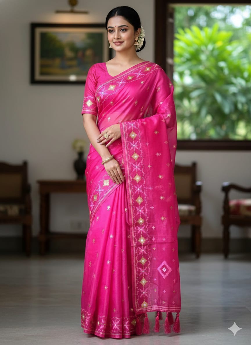Shuvro Jamdani Print Silk Blend Saree