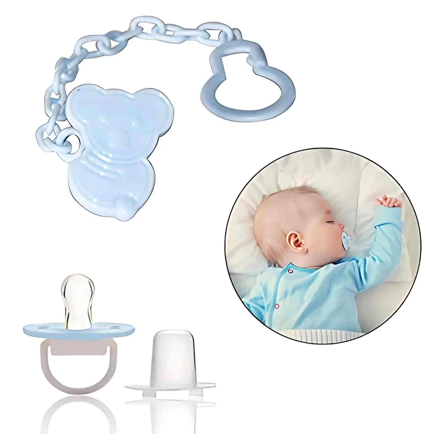 1 Set Multicolor Nipple+Lock with Chain Baby Soother With Chain Baby Pacifier Clips Children For Baby Present Baby Clip Nipple Clips Newborn Dummy Holder For Soother